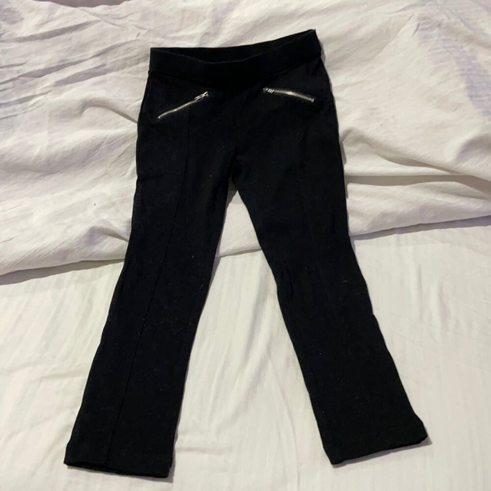 Gymboree 6 black pull on stretch leggings 💯 cotton silver zippered pockets euc